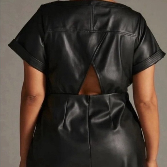 Anthropologie Faux Leather Wrap Mini Dress – Size XS New W/O tags - Picture 3 of 7